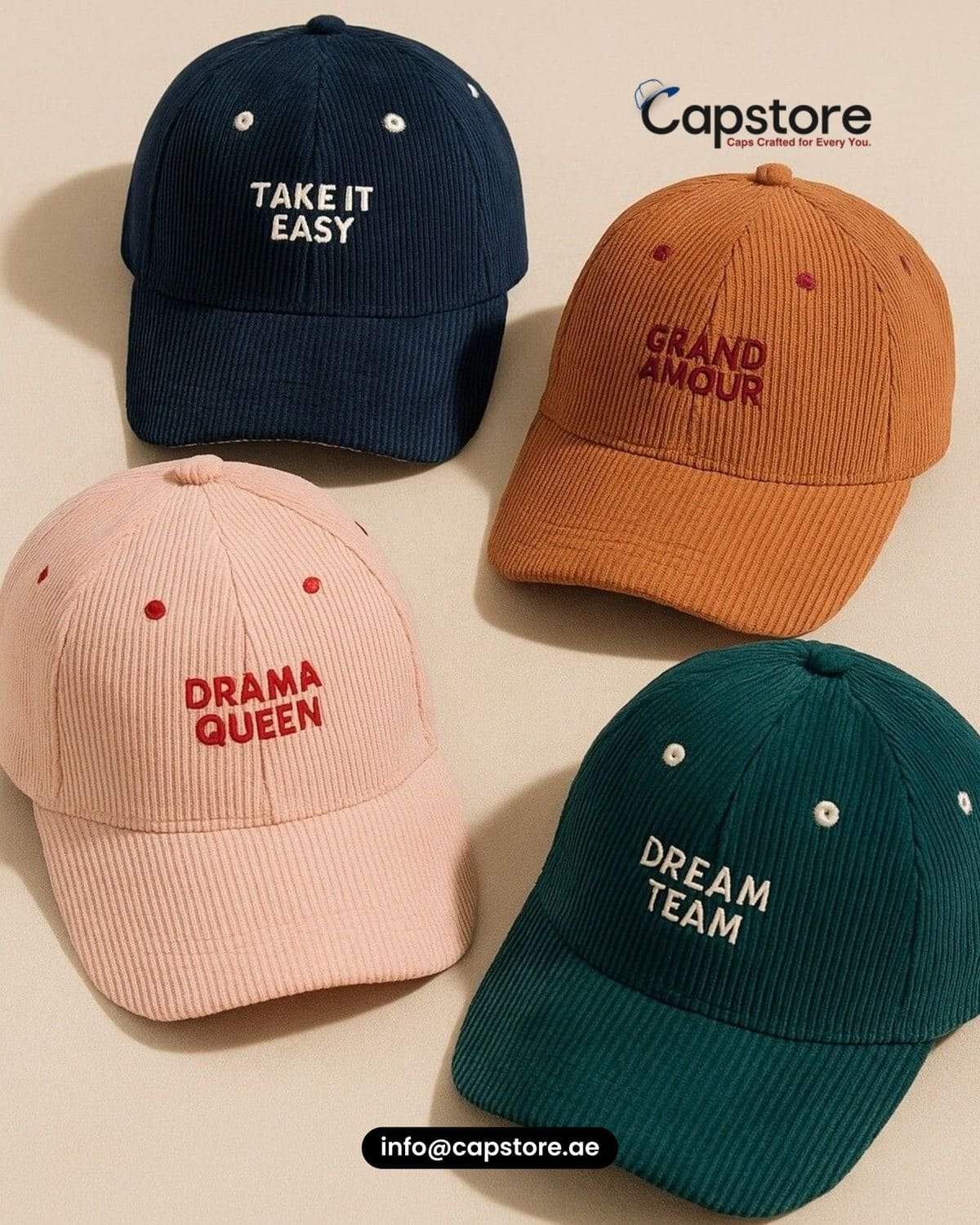 Premium Corduroy 6-Panel Baseball Cap