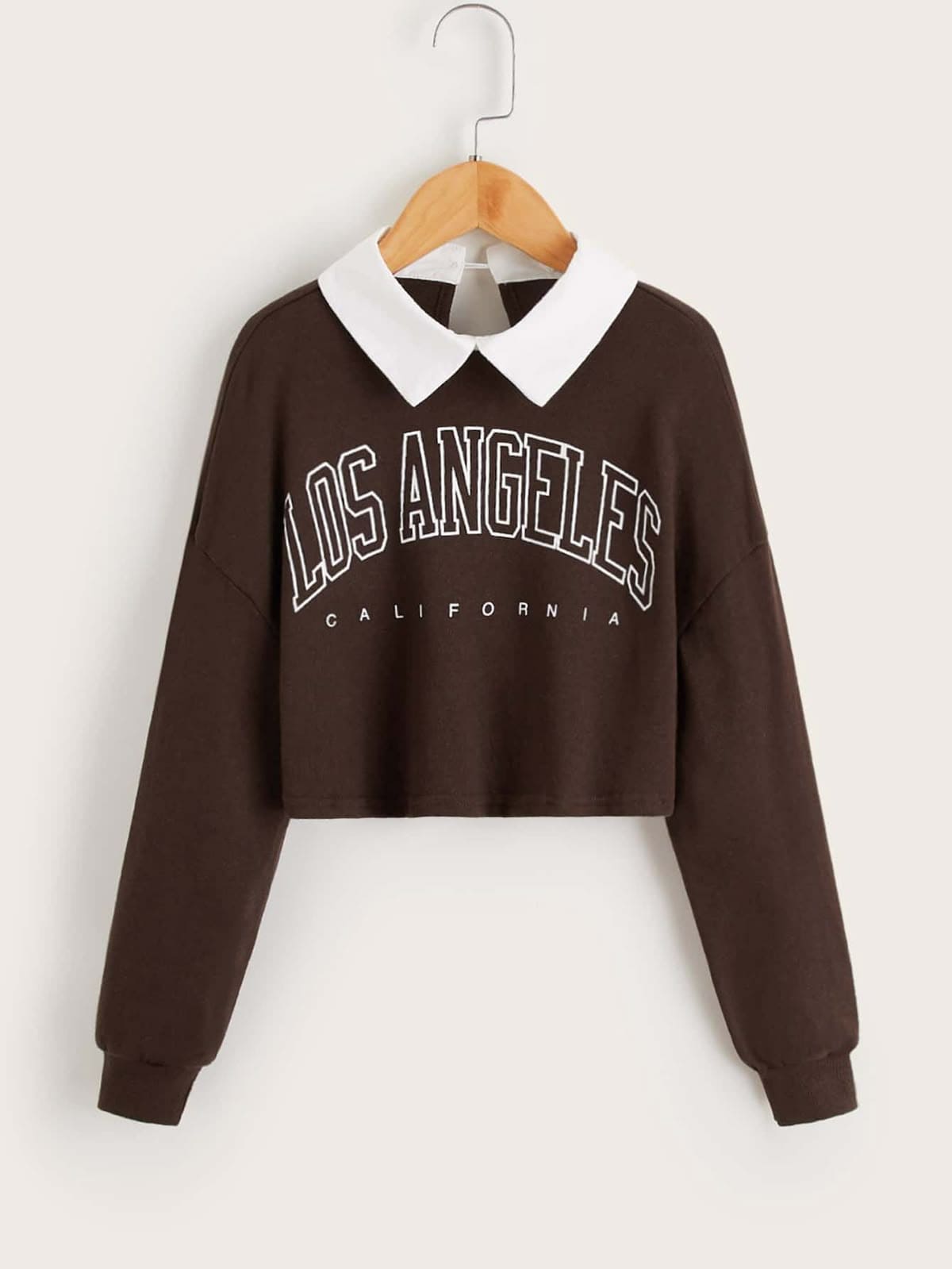 Contrast Collar Cropped Sweatshirt
